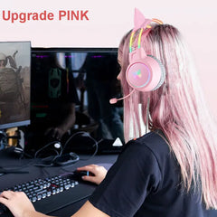 RGB Light Gamer Headset Cat Ear Gaming Headphones